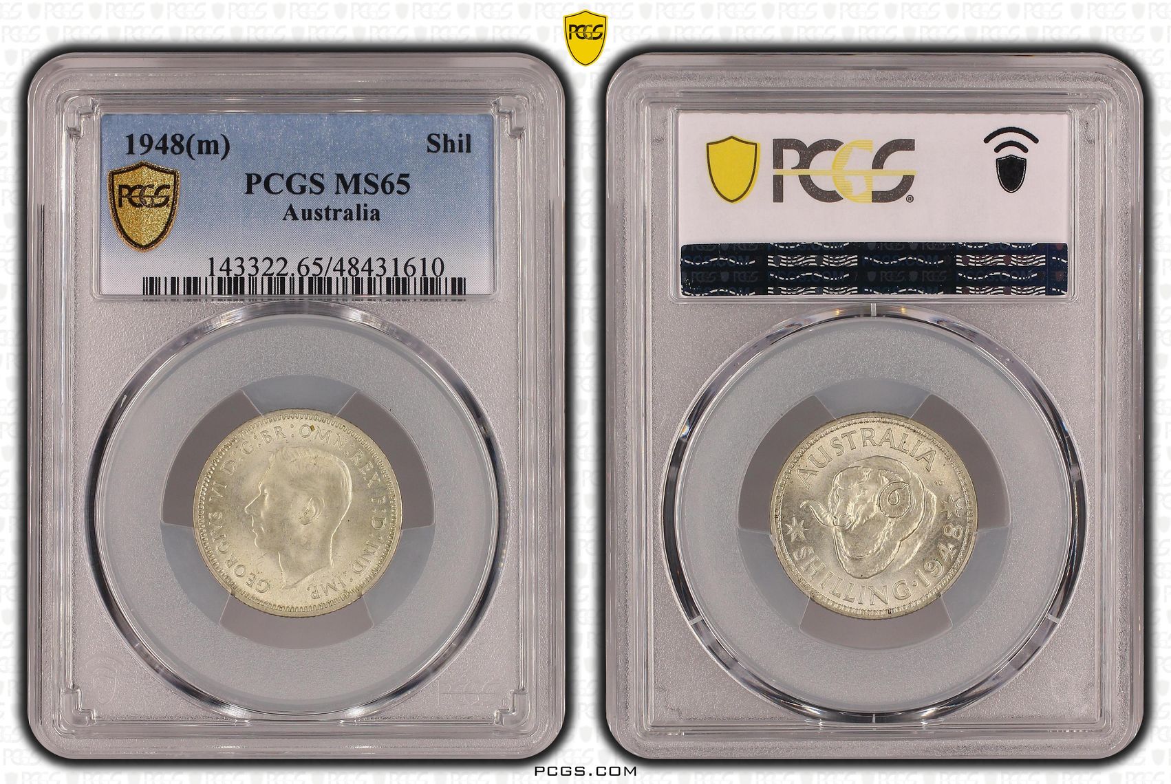 Shilling, 1948(m) POP Report 10/1, PCGS MS 65