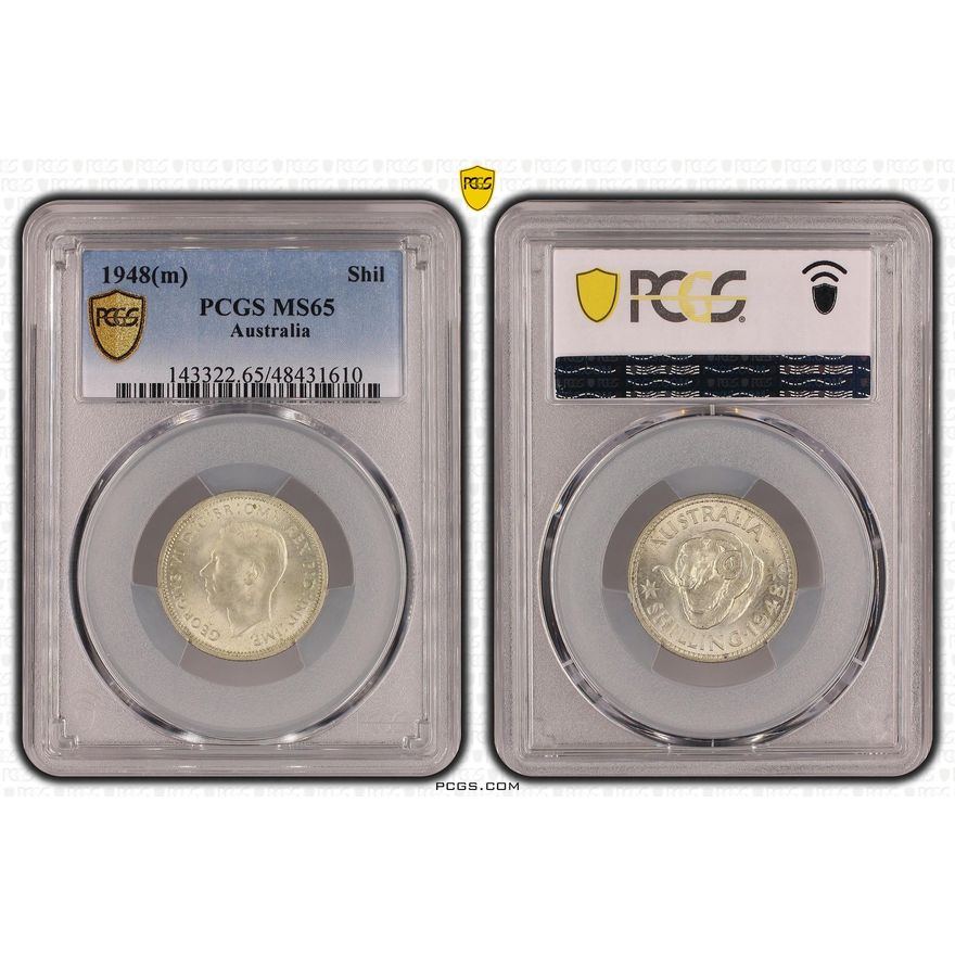 Shilling, 1948(m) POP Report 10/1, PCGS MS 65