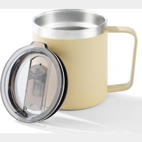 10OZ INSULATED COFFEE MUG WITH SPLASH PROOF LID, STAINLESS STEEL TRAVEL CUPS WITH HANDLE, DOUBLE WALL VACUUM NON-SLIP COFFEE MUGS