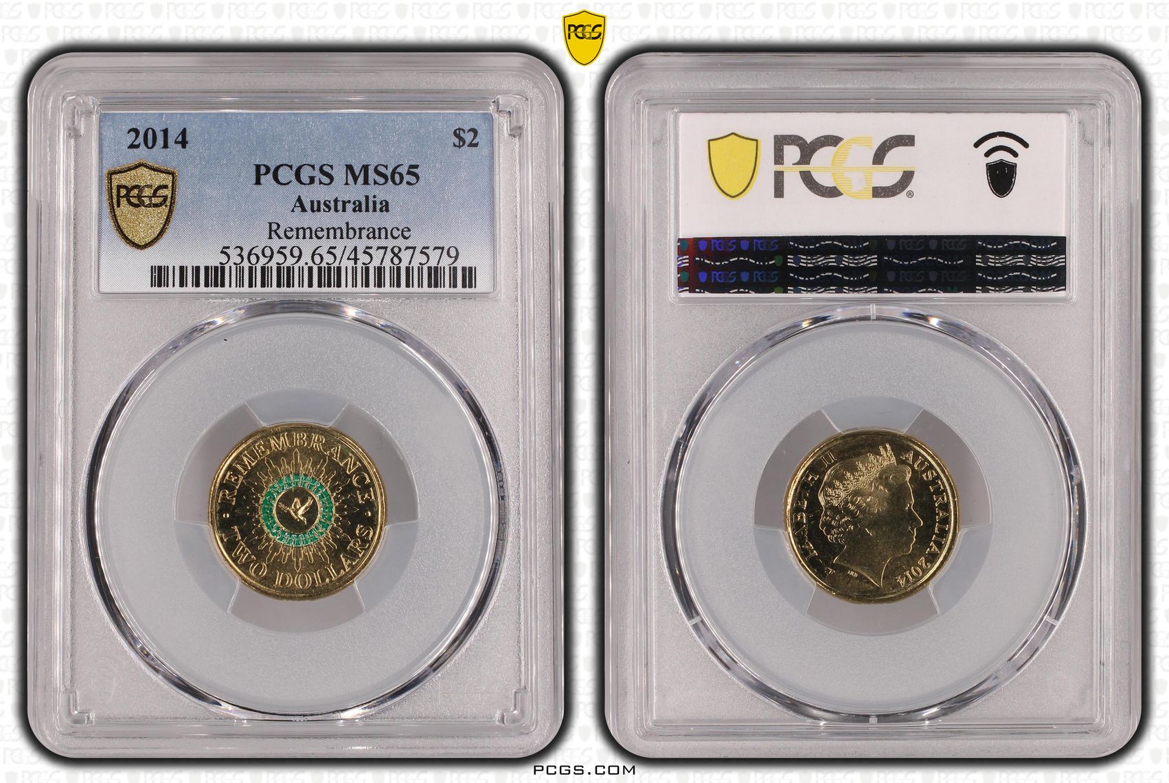 Elizabeth II, Remembrance, Two Dollar, 2014, PCGS MS65