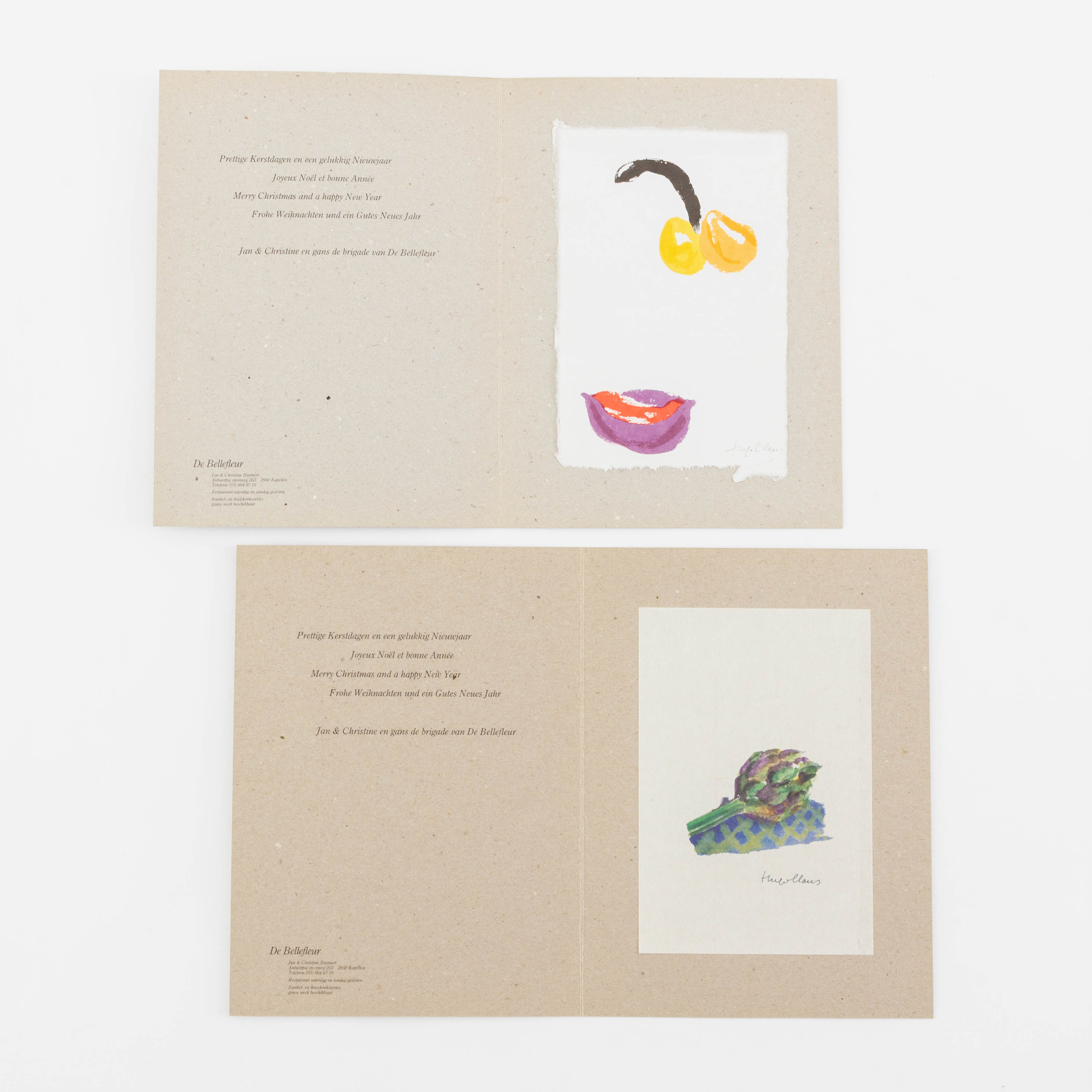 Hugo Claus - 'Van de zinnen en de Vruchten'. Set of two offset lithographs – kavel bij Bernaerts, Antwerp