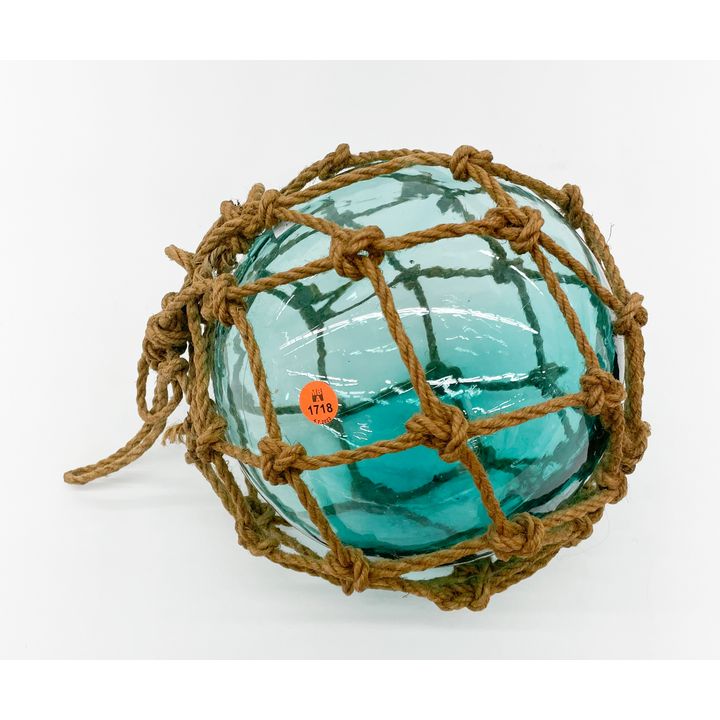 Vintage Glass Fish Float with Rope- 9''
