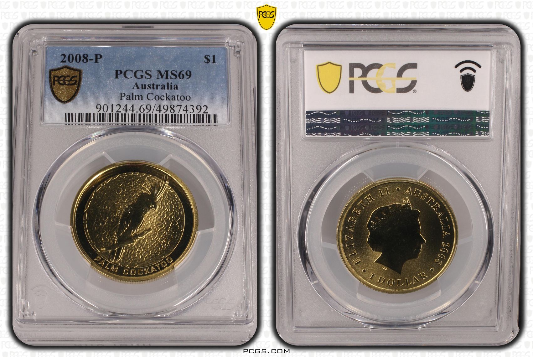 Palm Cockatoo POP 5/0, One Dollar, 2008-P, PCGS MS69