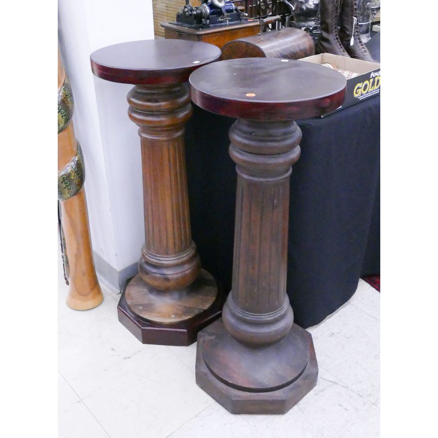 Pair Decorative Wood Pedestals- 35x14'' each
