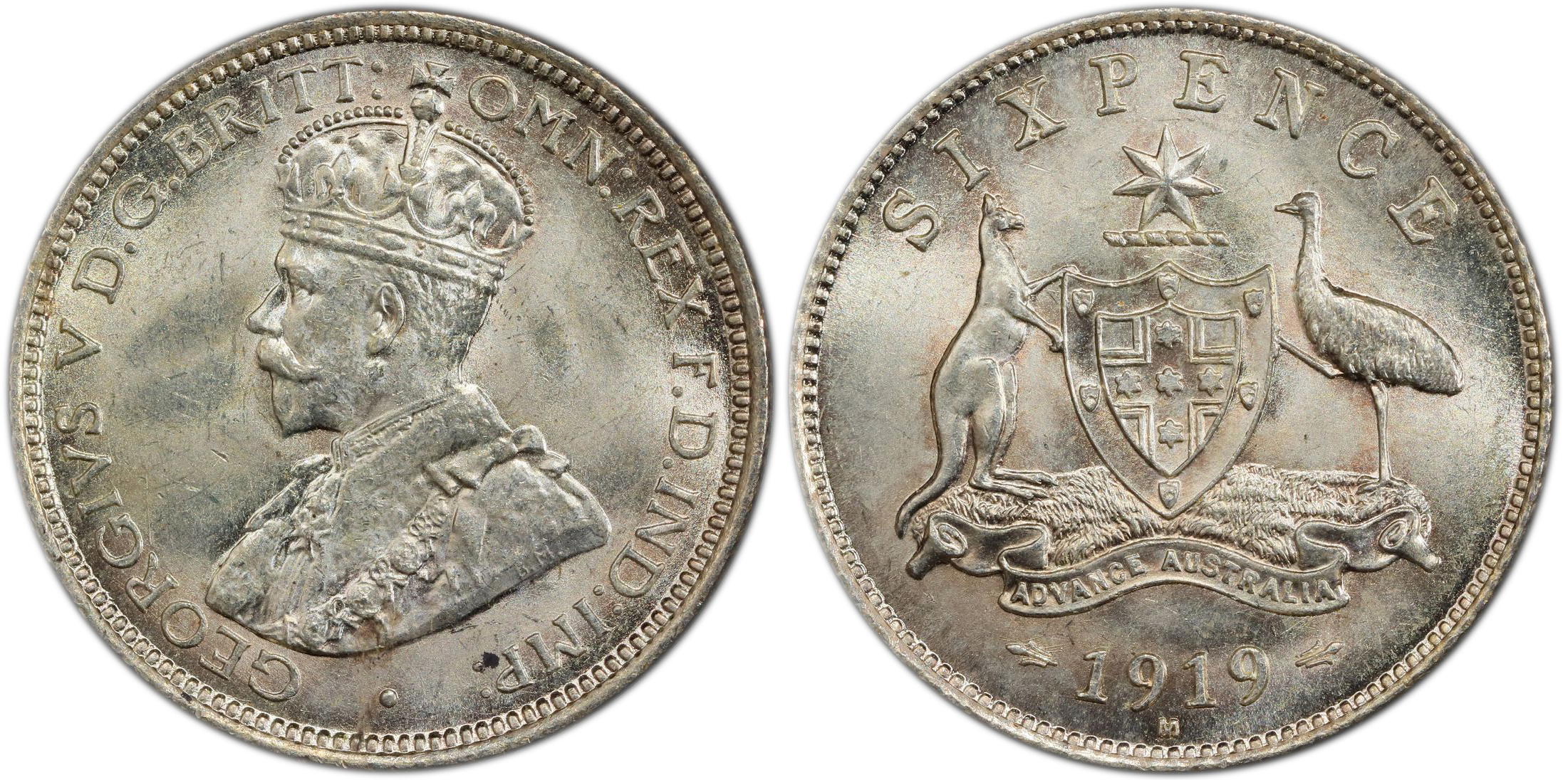 George V, , Sixpence, 1919-M, PCGS MS64