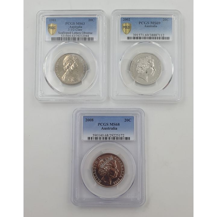 PCGS Graded 20c Coins (x3)