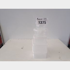 5 PIECE RECTANGULAR AND ROUND PLASTIC FOOD STORAGE CONTAINERS (WHITE LID) - PLASTIC FOOD STORAGE CONTAINERS / LOCKABLE