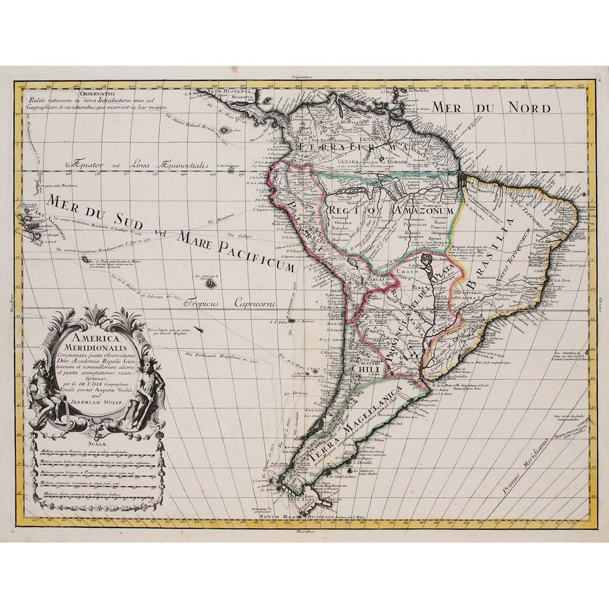 Guillaume de l’Isle | America Meridionalis Concinnata juxta Observationes…