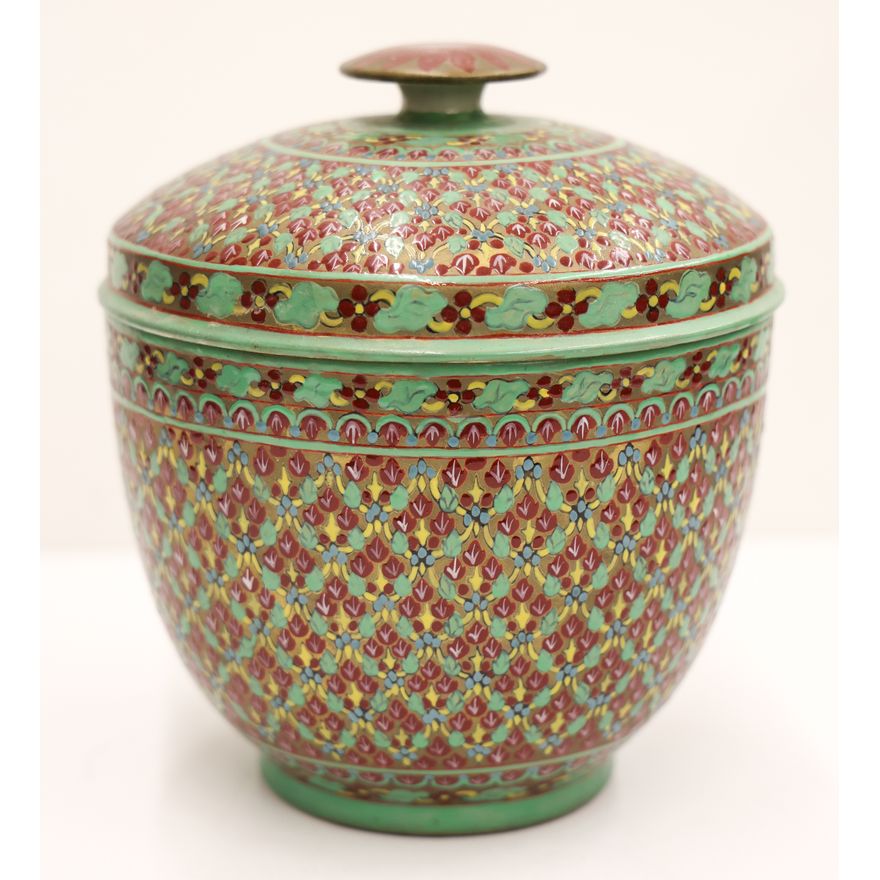 Chinese Export Thai Bencharong Covered Jar