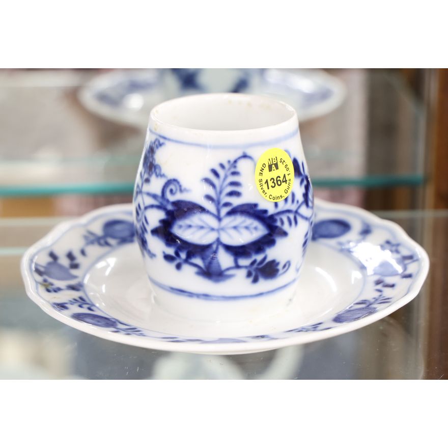 Antique Meissen Blue Onion Condiment Dish 6''