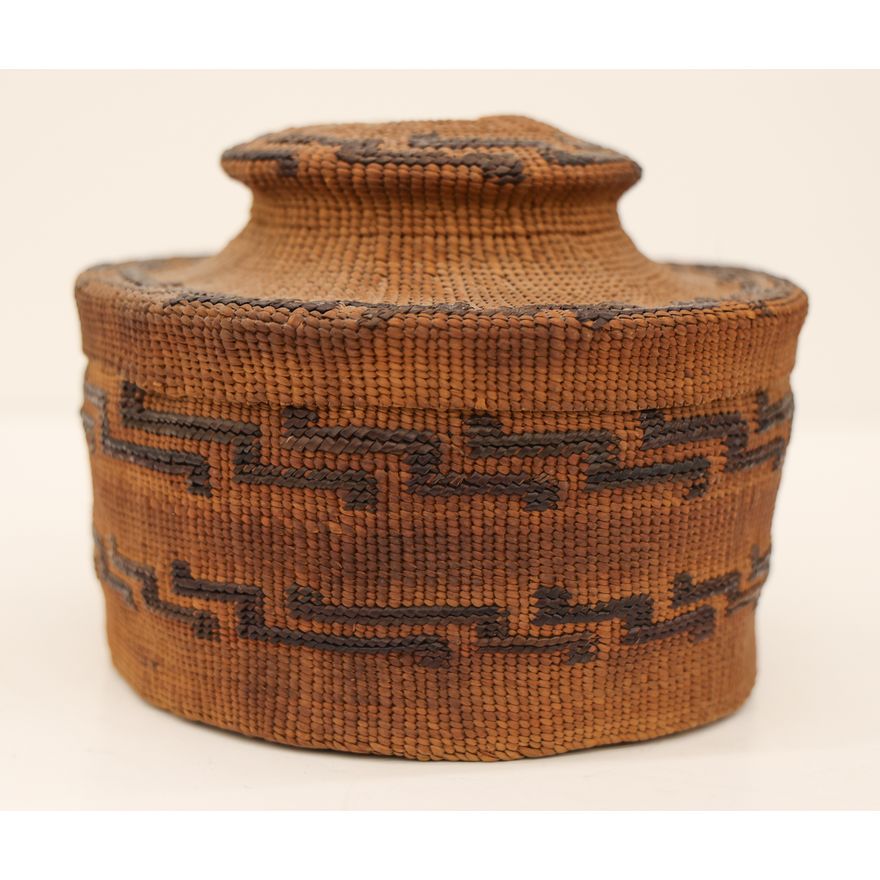 Old Tlingit Rattle Top Indian Basket