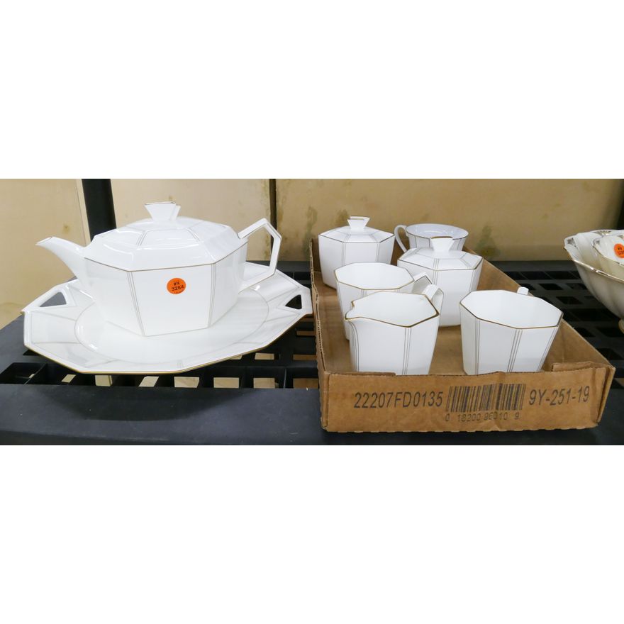 8pc Mikasa 'Latitudes' Bone China Teapot & Serving Pieces