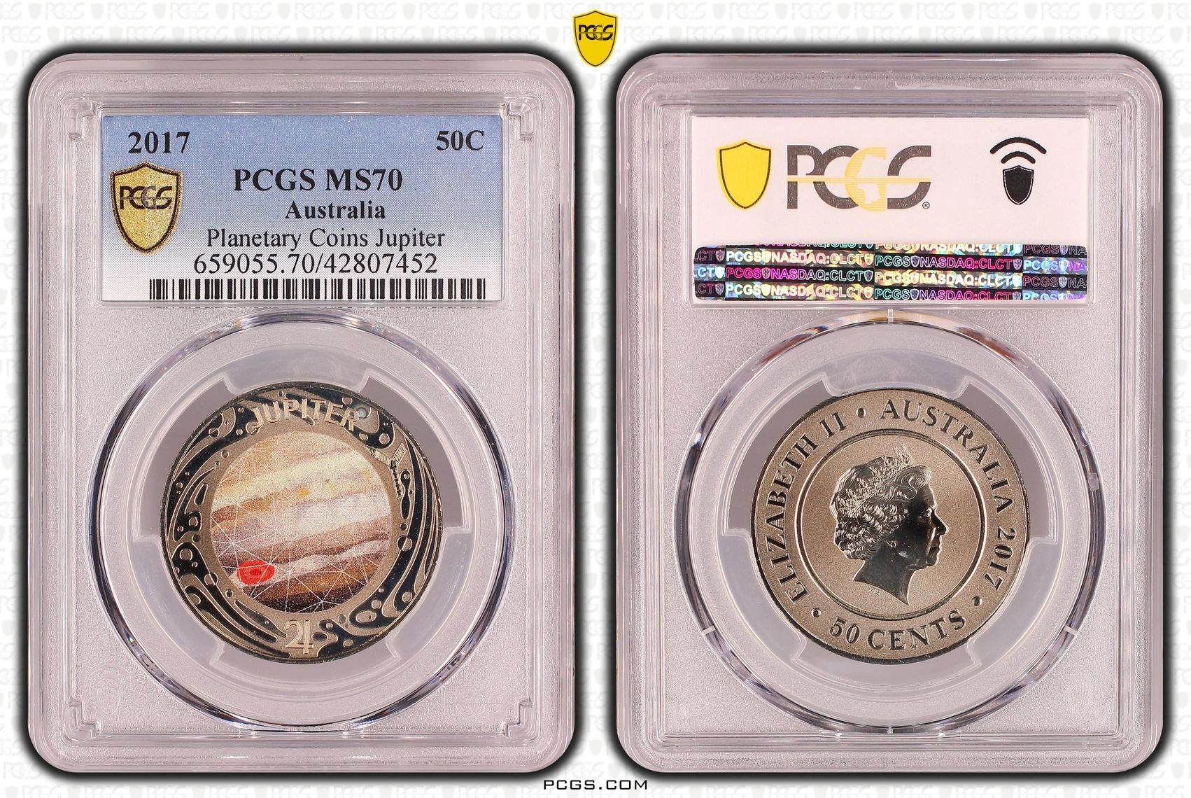 Elizabeth II, Planetary Coins Jupiter, Fifty Cent, MS70 , 2017 PCGS POP - 18/0