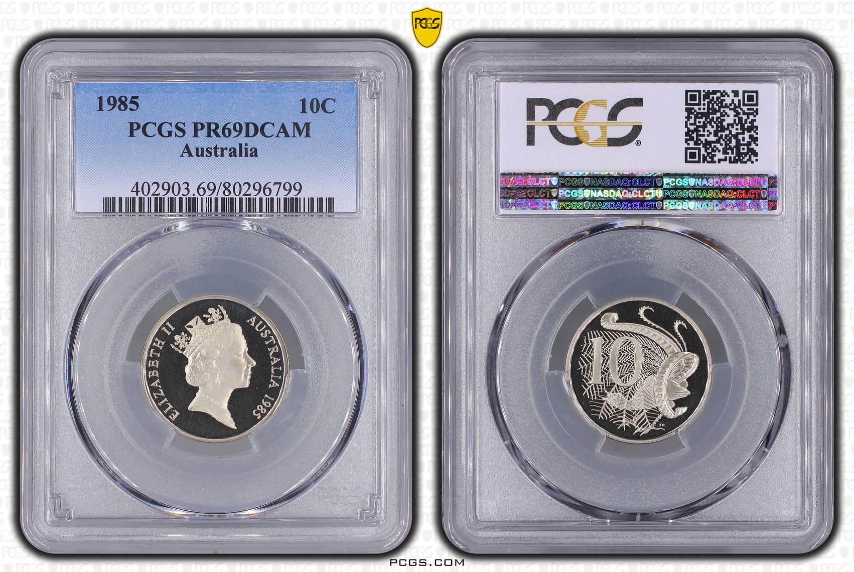 Ten Cent, 1985, Pcgs Pr69dcam
