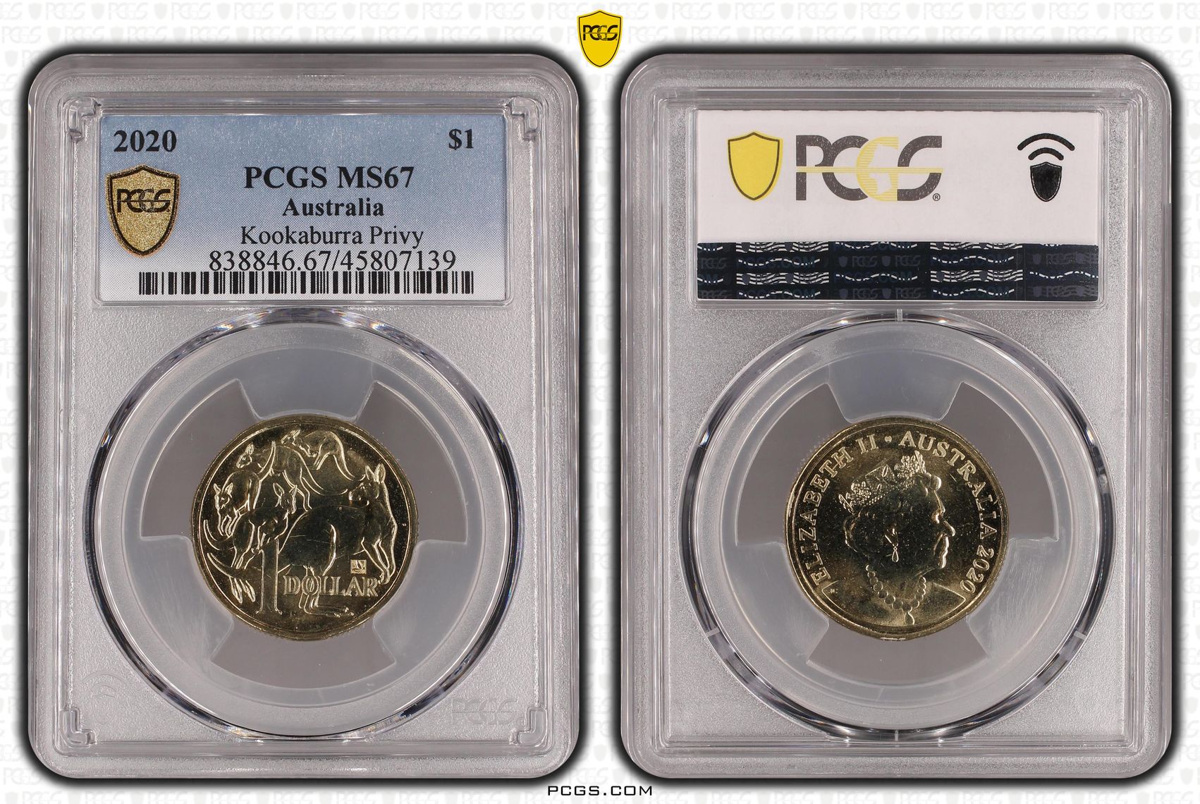 Kookaburra Privy CuAl, One Dollar, 2020, PCGS MS67
