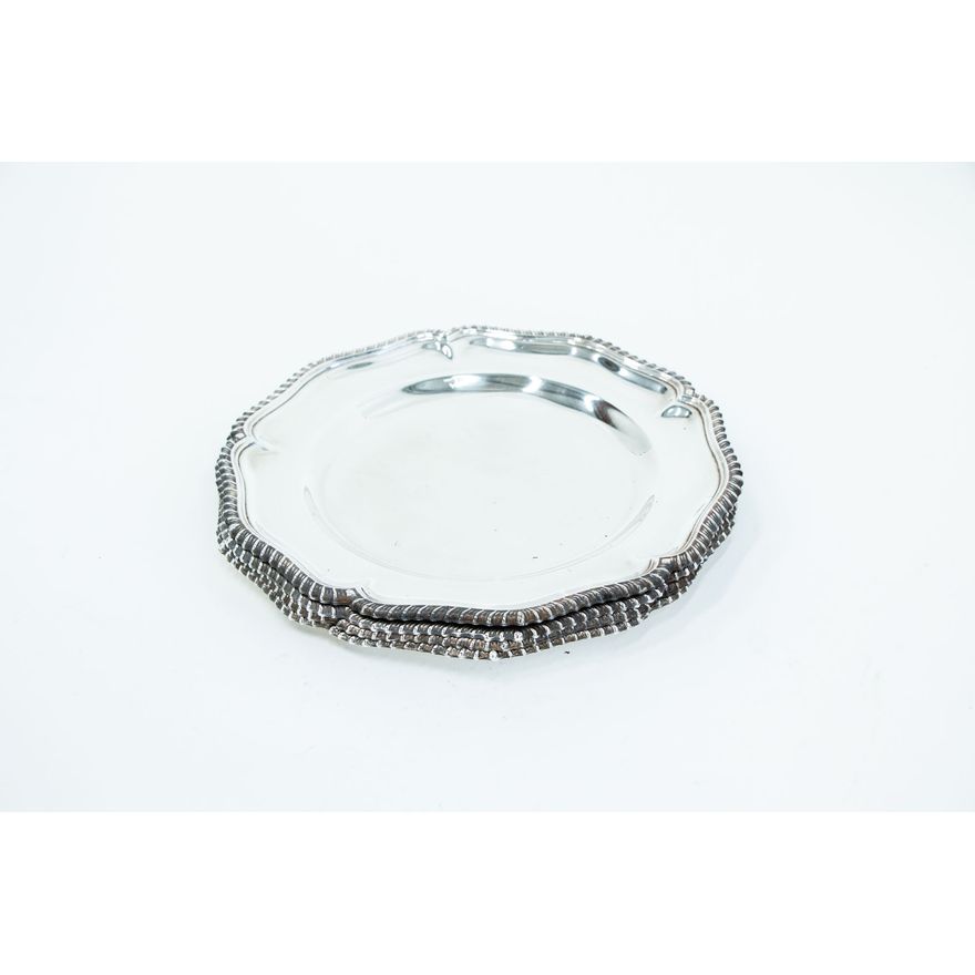 Four silver-plated dished plates