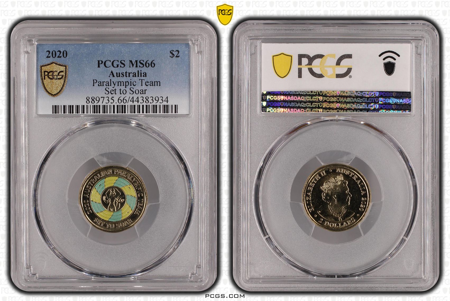 Paralympic Team - Set to Soar - Colorized, Two Dollar, 2020, PCGS MS66
