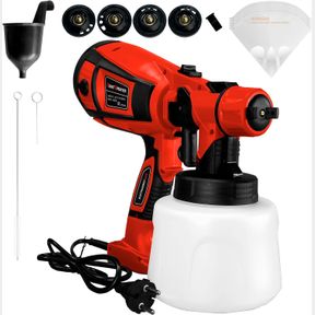 CORDED ELECTRIC PAINT SPRAYER, 220V 850W 5FT SPRAY PAINTER WITH 1300ML CONTAINER, 5 BRASS NOZZLES, 3 PATTERNS AND FILTER FOR HOME