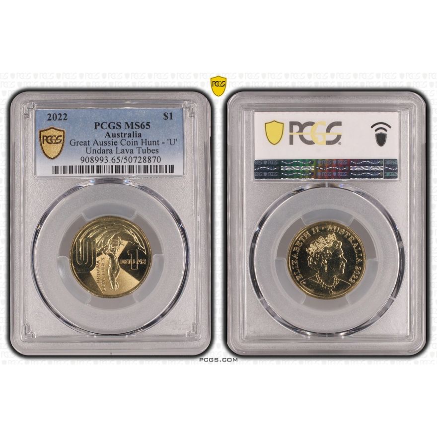 Great Aussie Coin Hunt - 'U', One Dollar, 2022, PCGS MS65