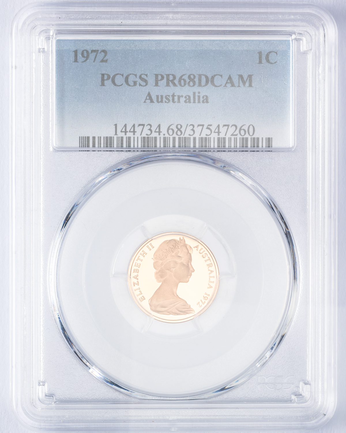 Elizabeth II, One Cent, 1972, PCGS PR68DCAM