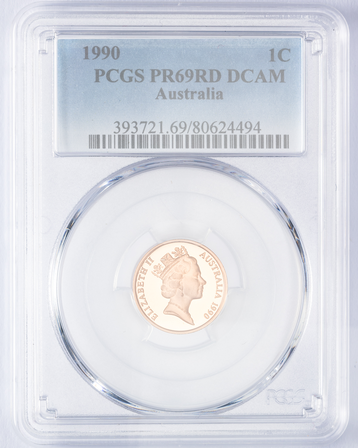 Elizabeth II, One Cent, 1990, PCGS PR69DCAM