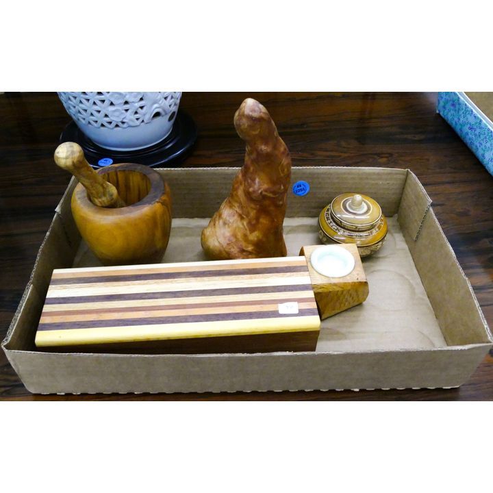 Box Wood Art Boxes & Mortar/Pestle