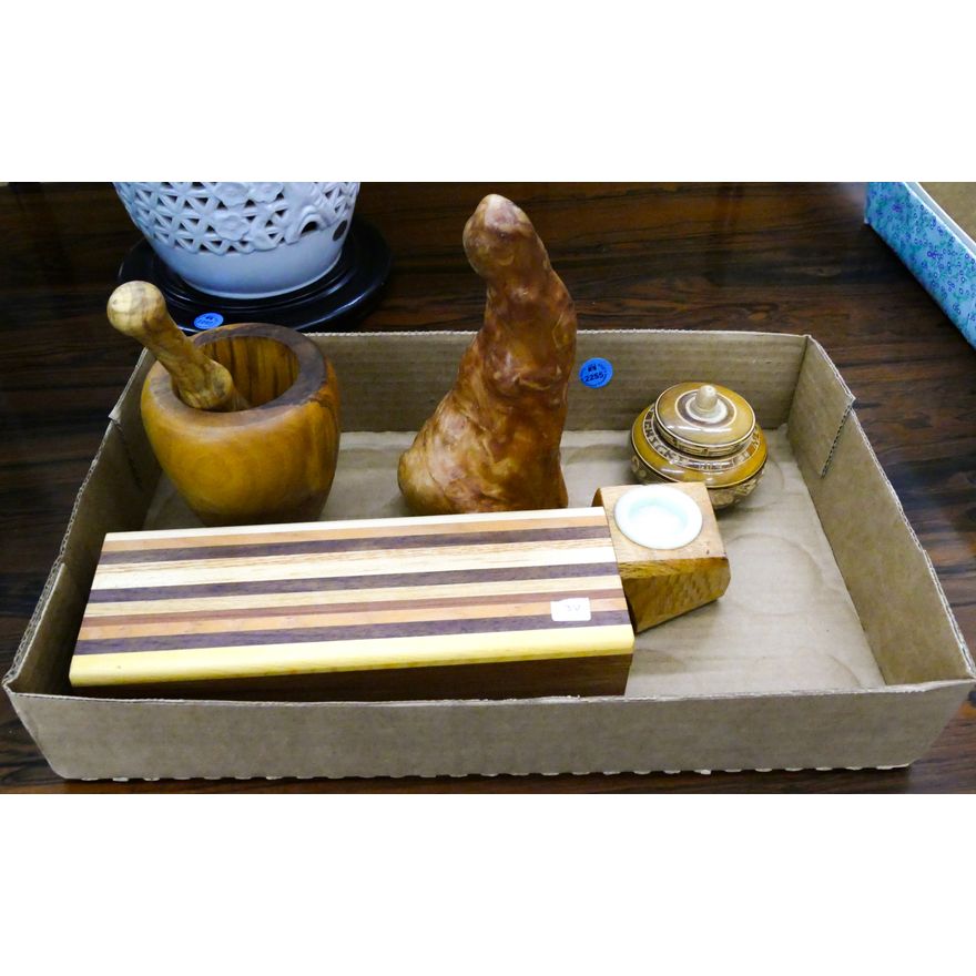 Box Wood Art Boxes & Mortar/Pestle