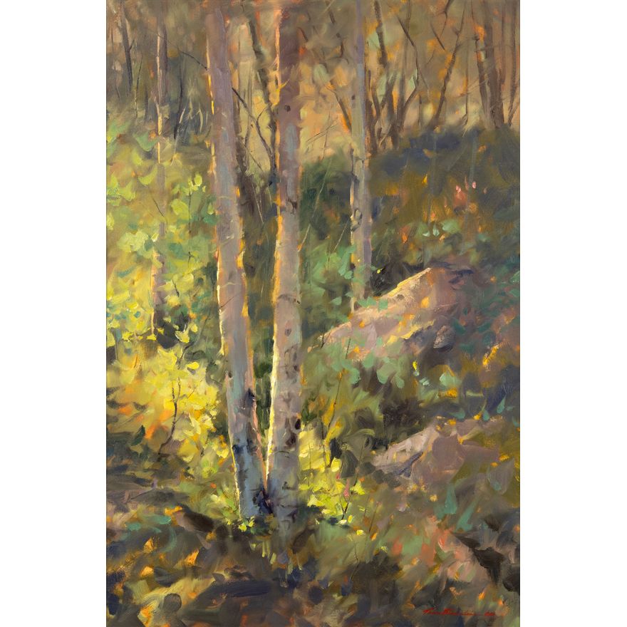 Tom Bluemlein (1948- ): Morning Aspens