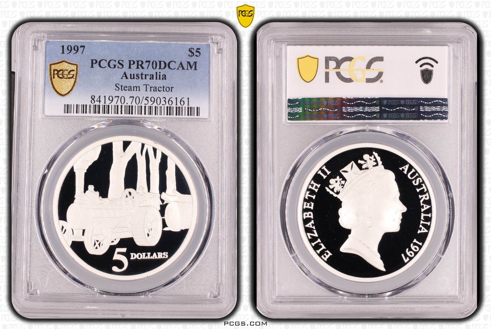Steam Tractor, POP 15/0, Five Dollar, 1997, PCGS PR70DCAM