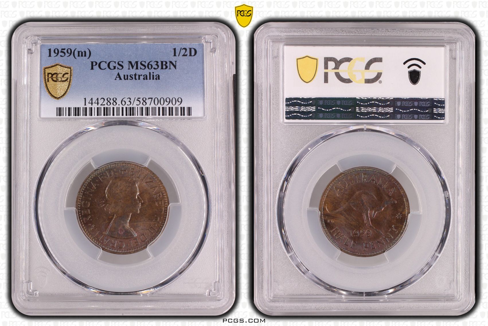 Elizabeth II, Halfpenny, 1959(m), PCGS MS63BN
