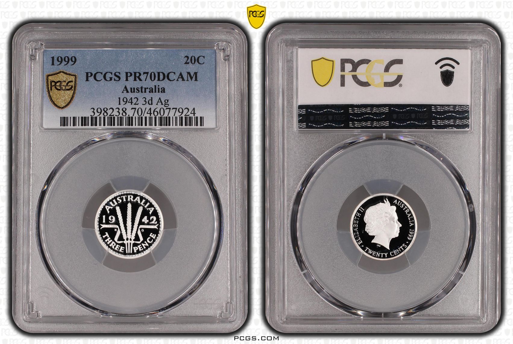 Elizabeth II, Silver Threepence Commemorative, Twenty Cent, 1999, PCGS PR 70DCAM