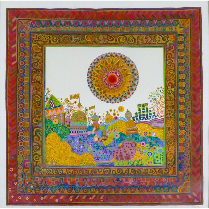Juan Romero ''Magical City'' 1979 S/N Serigraph Framed