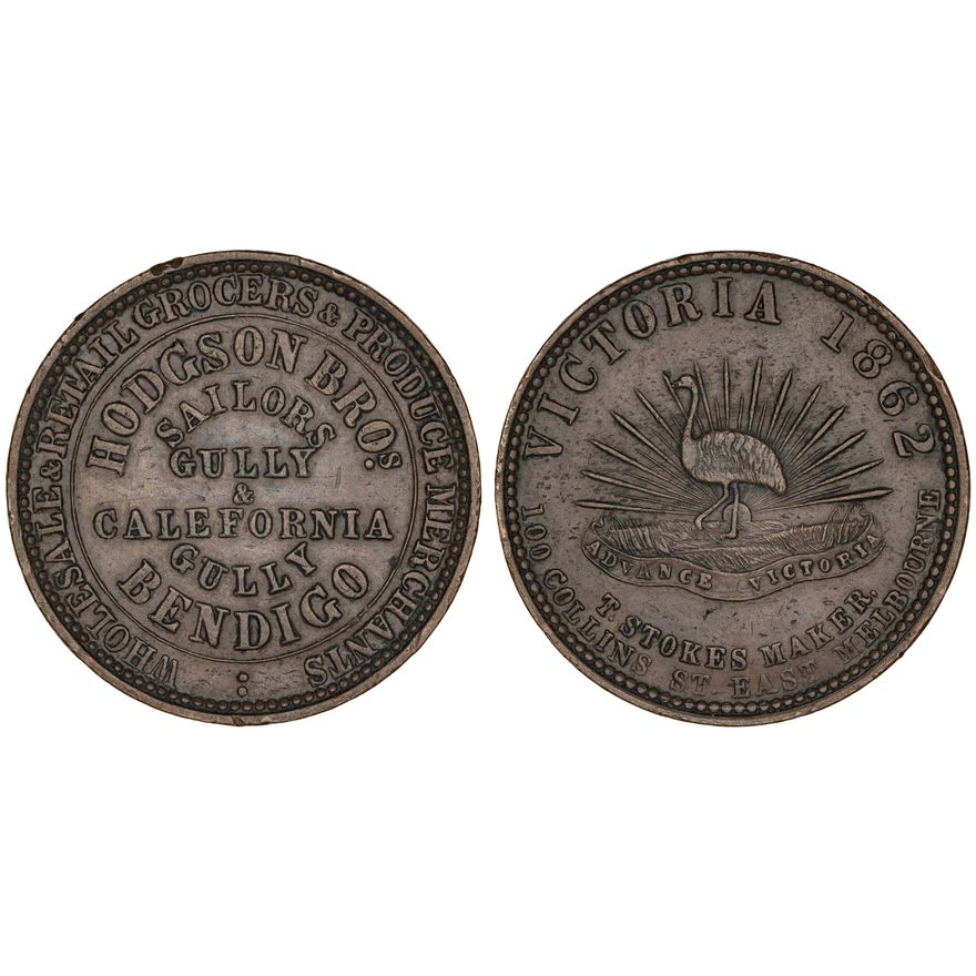 A.260 - Hodgson Bros - Bendigo, VIC, Penny, 1862,  VF