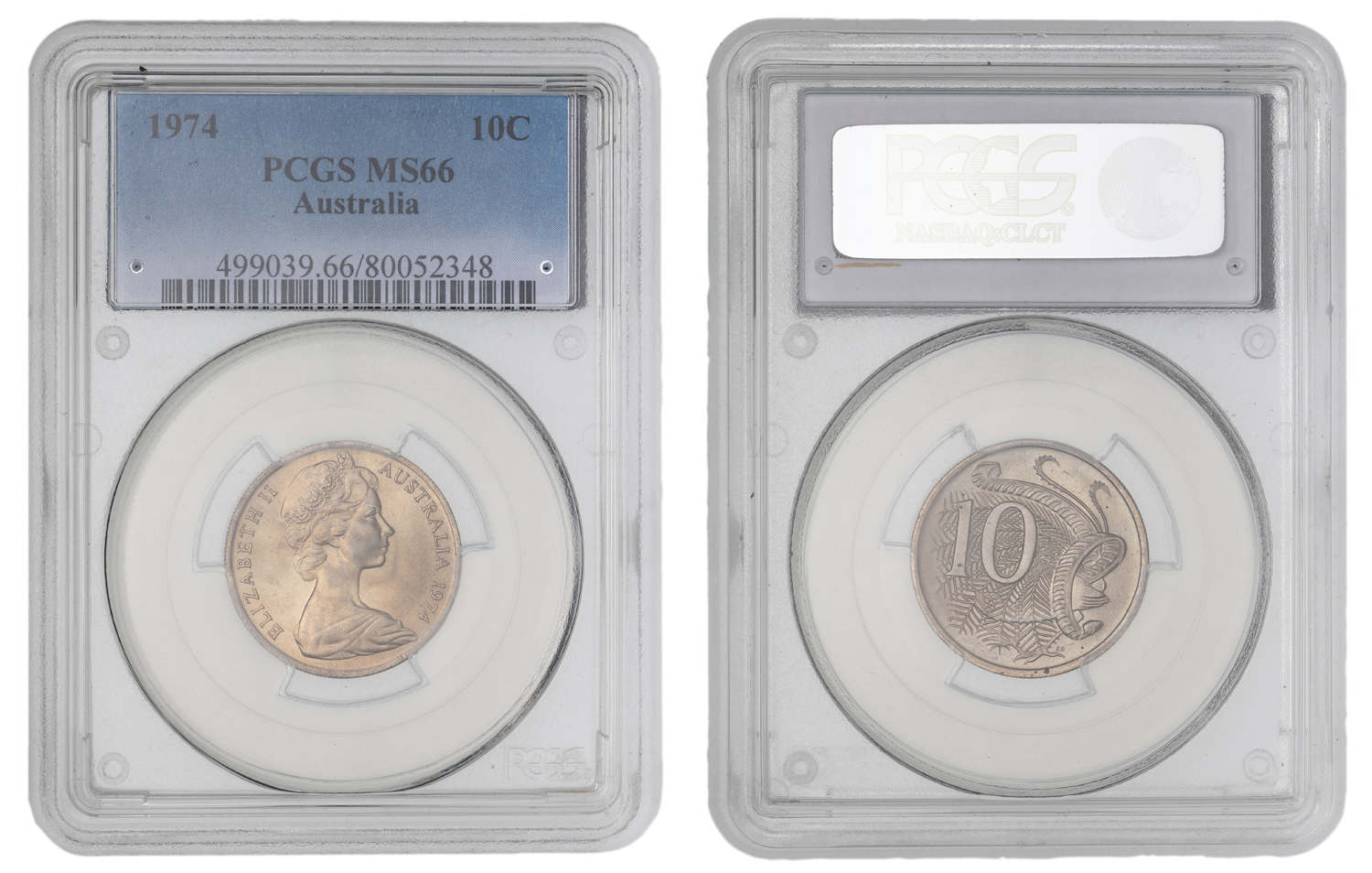 Elizabeth II, Ten Cent, 1974, PCGS MS66