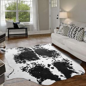 TERRUG COWHIDE RUG WESTERN DECOR, 4.6 X 5.2 FEET PREMIUM WESTERN COW PRINT RUG, LARGE FAUX COWHIDE RUG FOR LIVING ROOM BEDROOM ENT