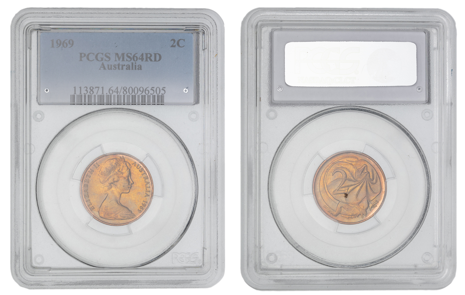 Elizabeth II, Two Cent, 1969, PCGS MS64RD