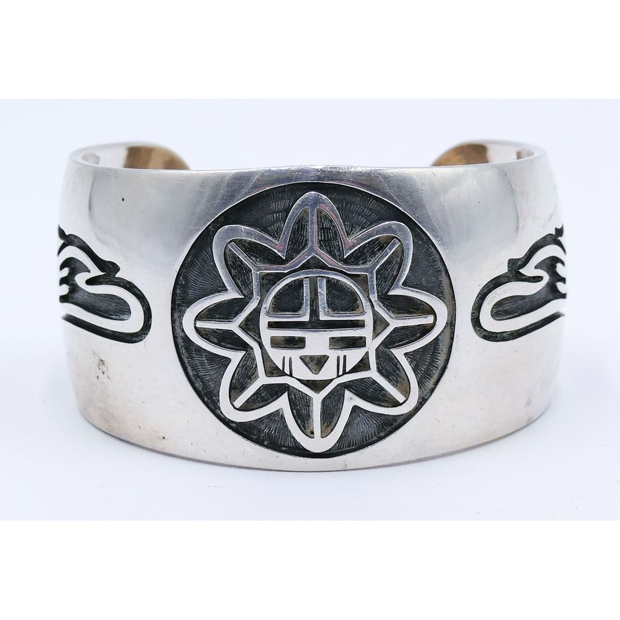 Stewart Hyson Naseyouma Hopi Sterling Cuff Bracelet 1.5'' Thick