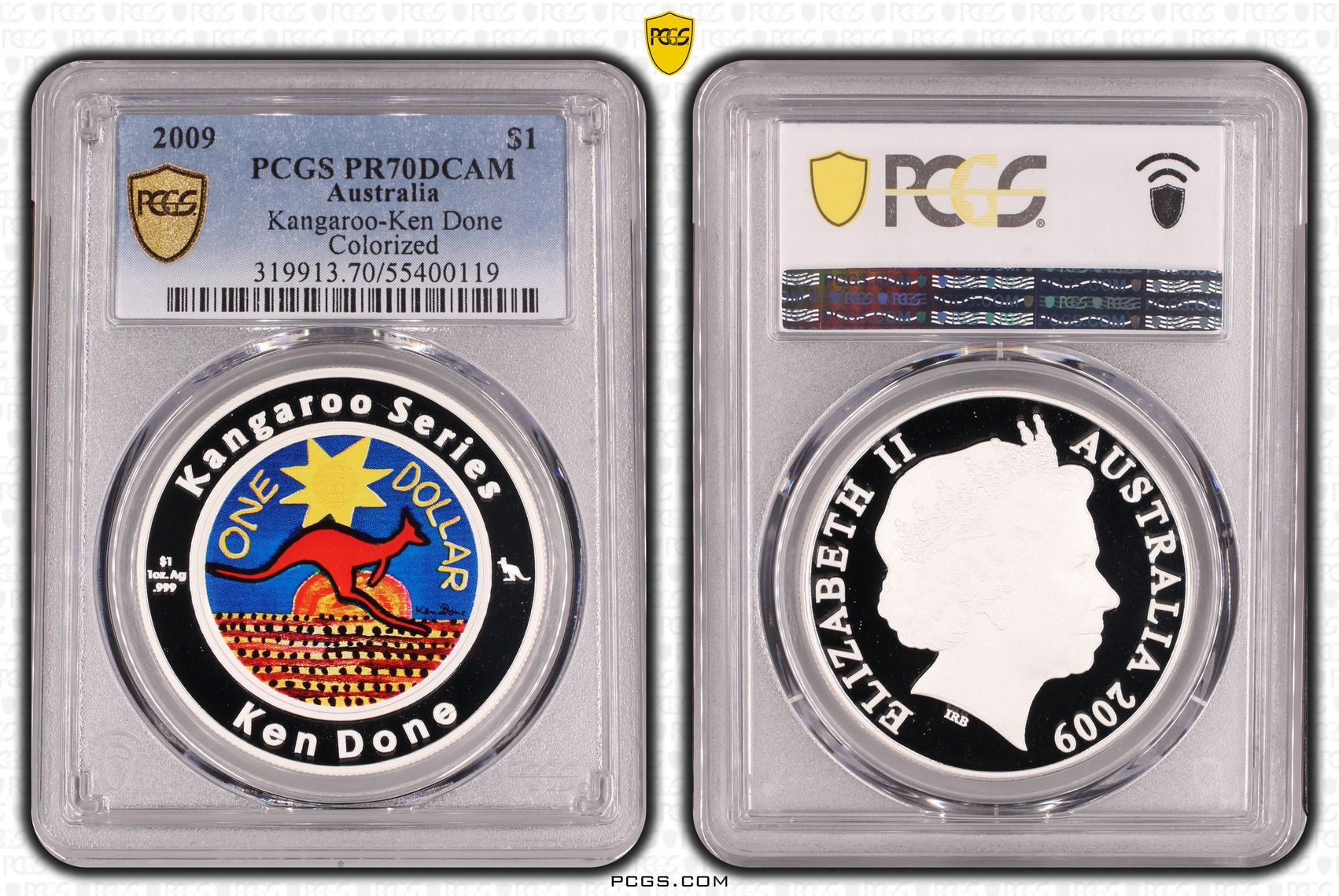 Kangaroo Ag-Ken Done Colorized, POP 2/0, One Dollar, 2009, PCGS PR70DCAM
