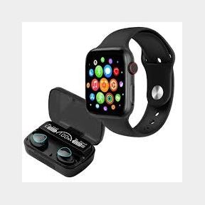Pro-T500 Smartwatch and Fitness Tracker M10 TWS Wireless Earbuds - Black -Bar 9902131641316- 51745/18982 SN B1 (S7)