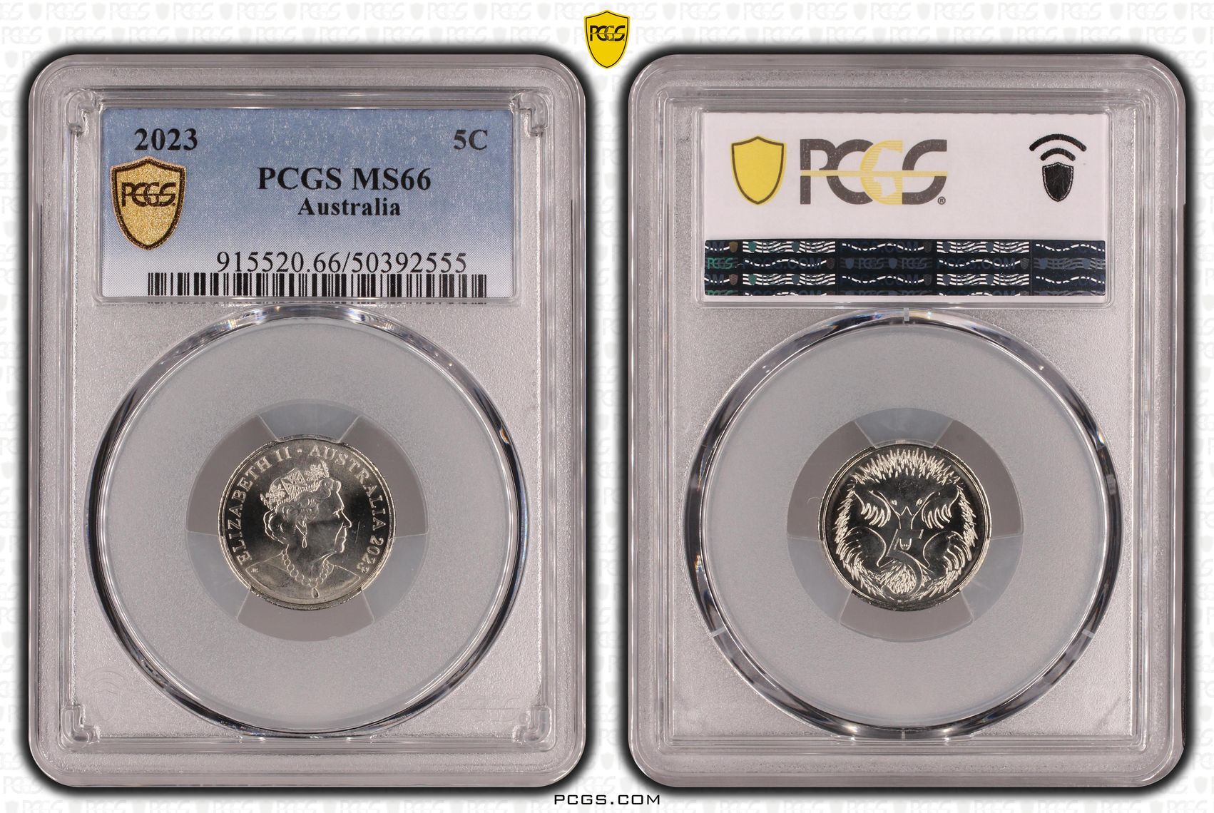 124 · Elizabeth II, Five Cent, 2023, PCGS MS66