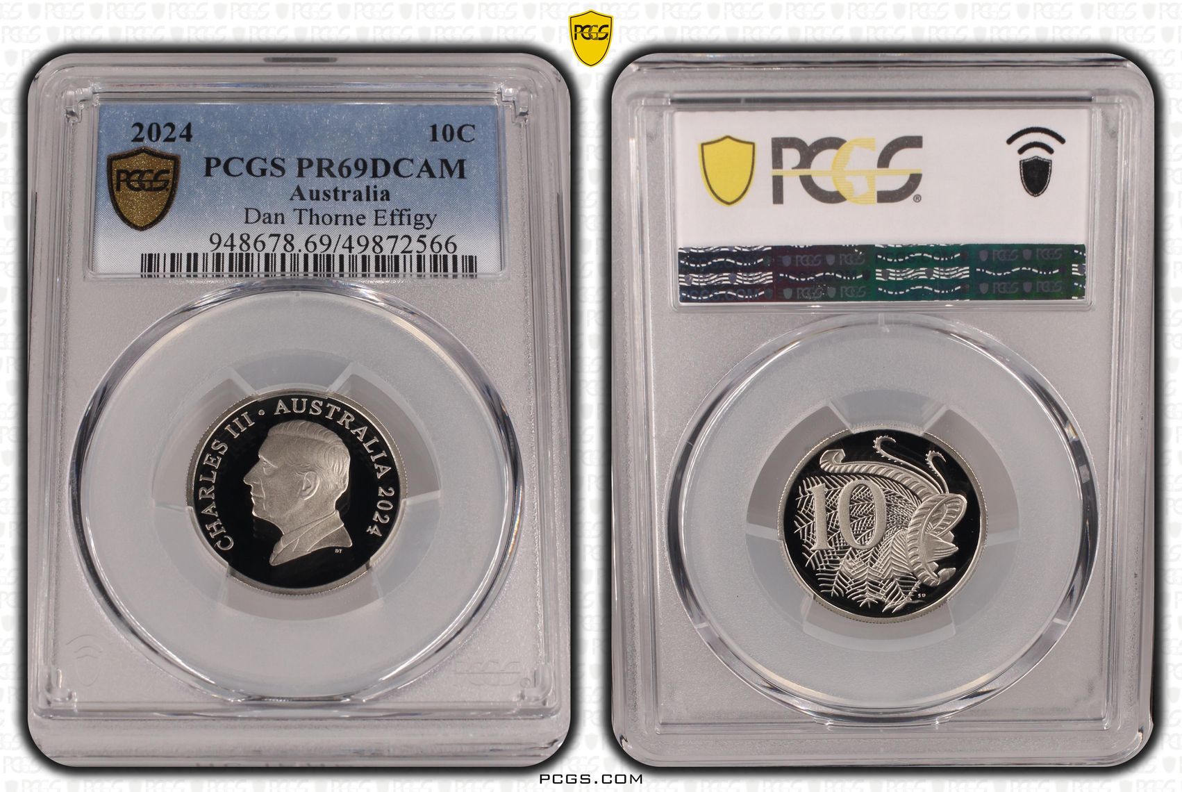Charles III, Dan Thorne Effigy , Ten Cent, 2024, PCGS PR69DCAM