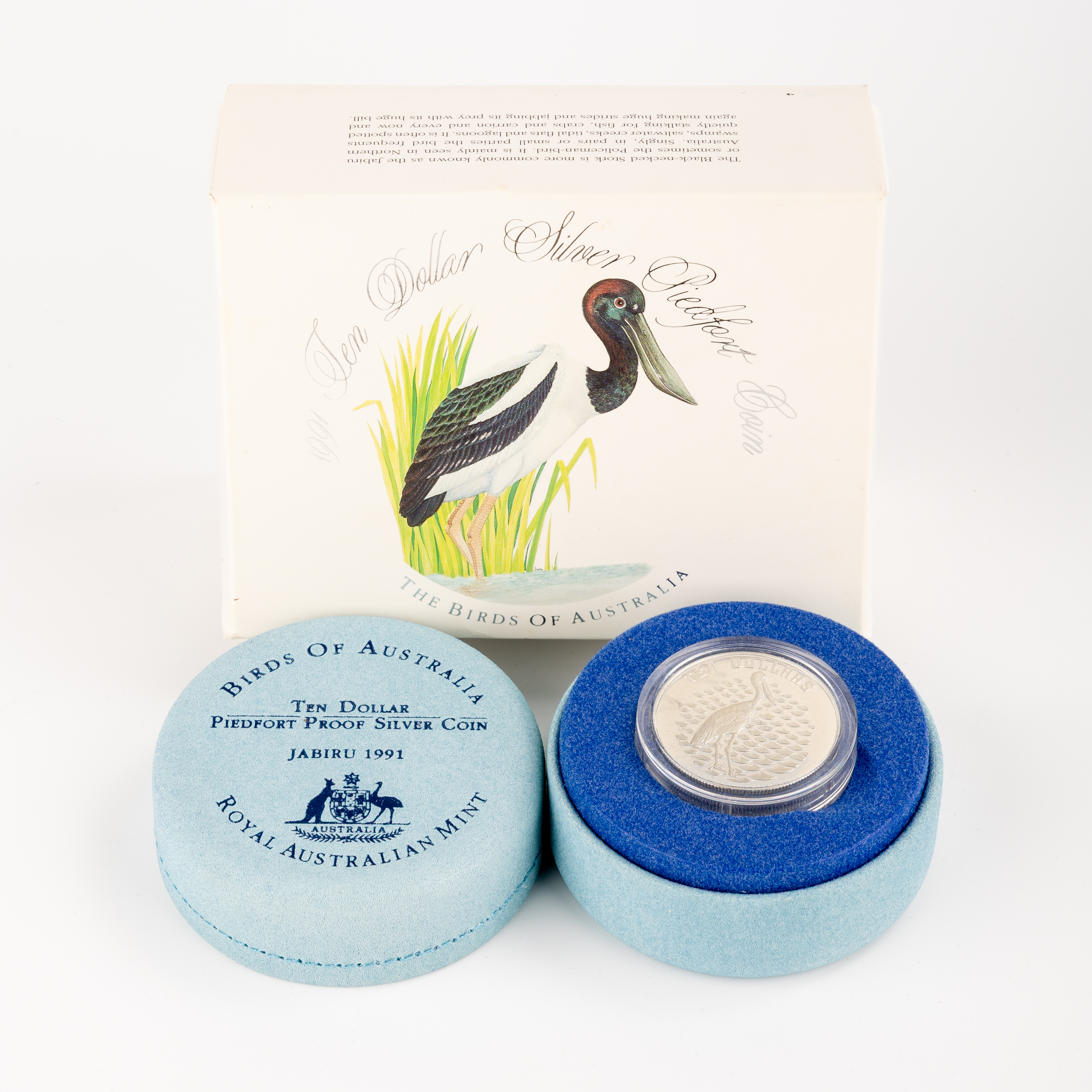 Birds of Australia Piedfort Silver Proof Coin - Jabiru, Ten Dollars, 1991, PCGS