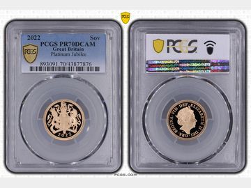 2022 PLATINUM JUBILEE PROOF GOLD SOVEREIGN PR70 DCAM TOP POP!