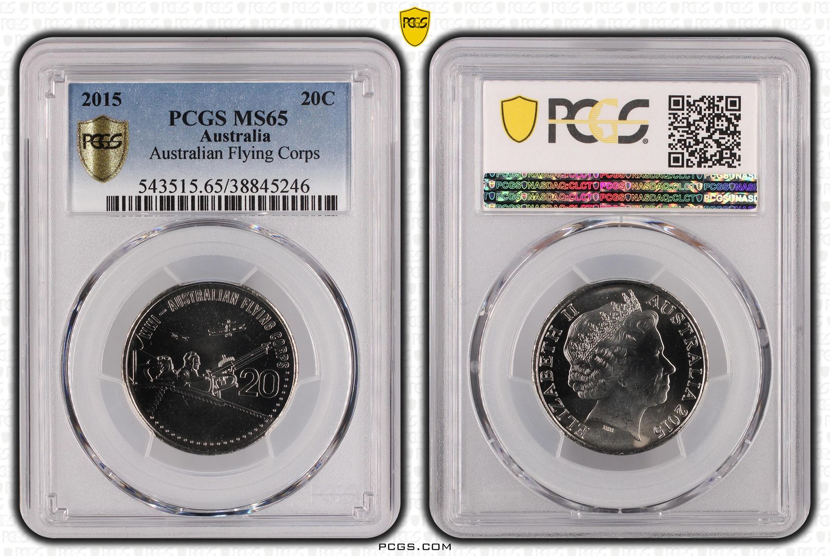 2015 Australia Twenty Cent, 20c Australian Flying Corps PCGS - MS65 -246