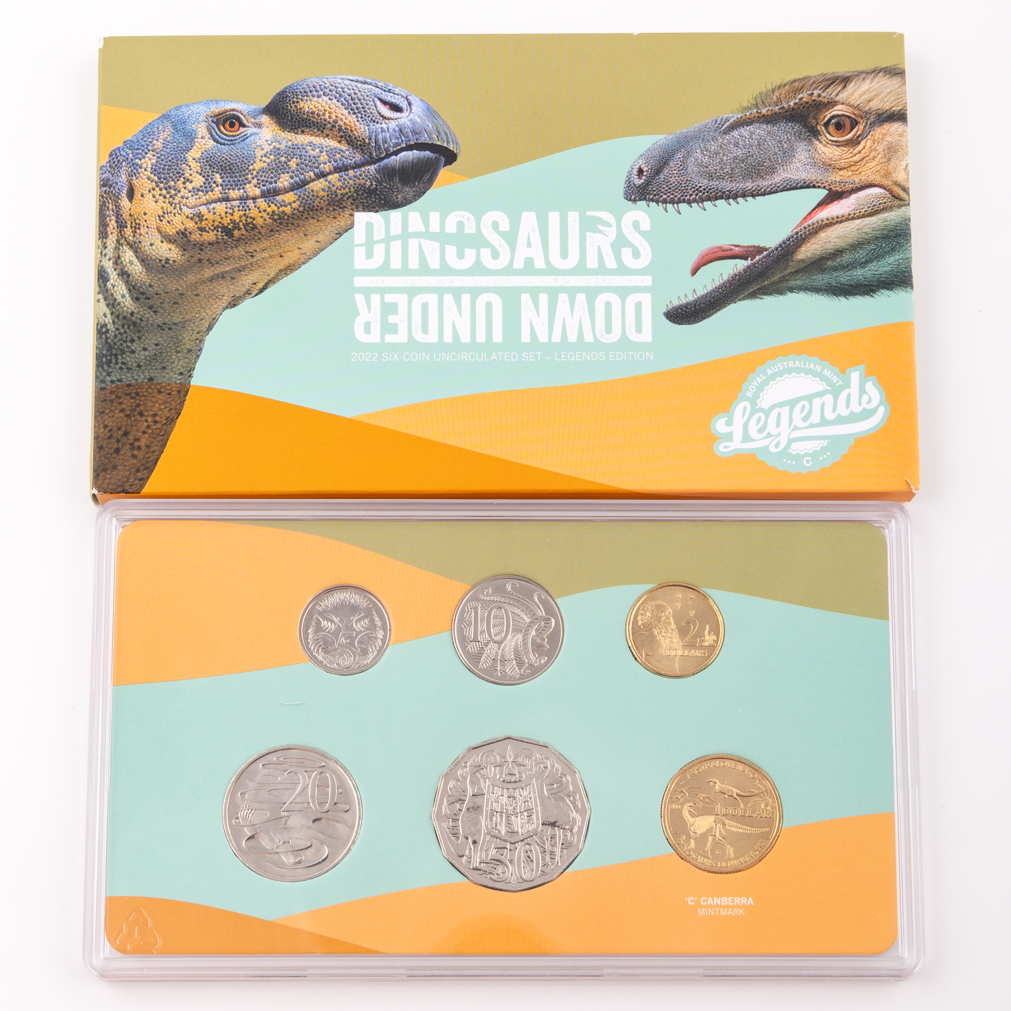 Elizabeth II, Dinosaurs Down Under - Legends Edition, Five Cents - Two Dollars, 2022, UNC