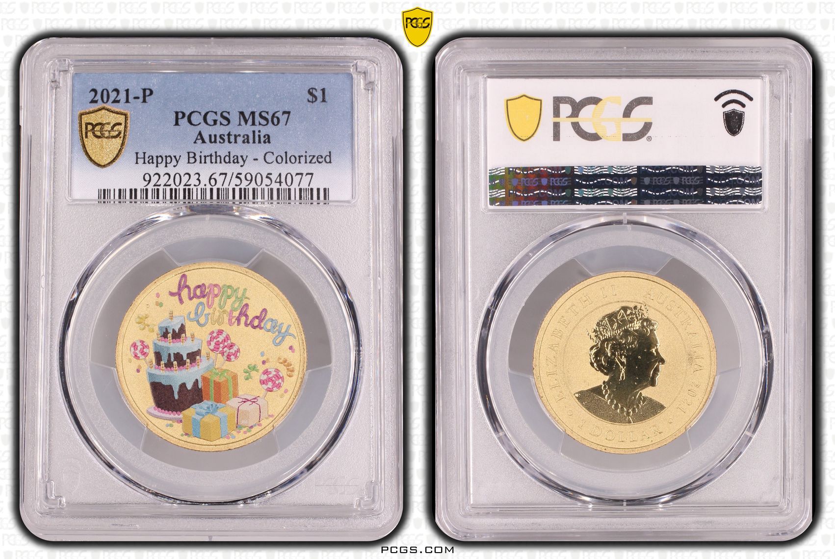 Happy Birthday - Colorized, One Dollar, 2021-P, PCGS MS67