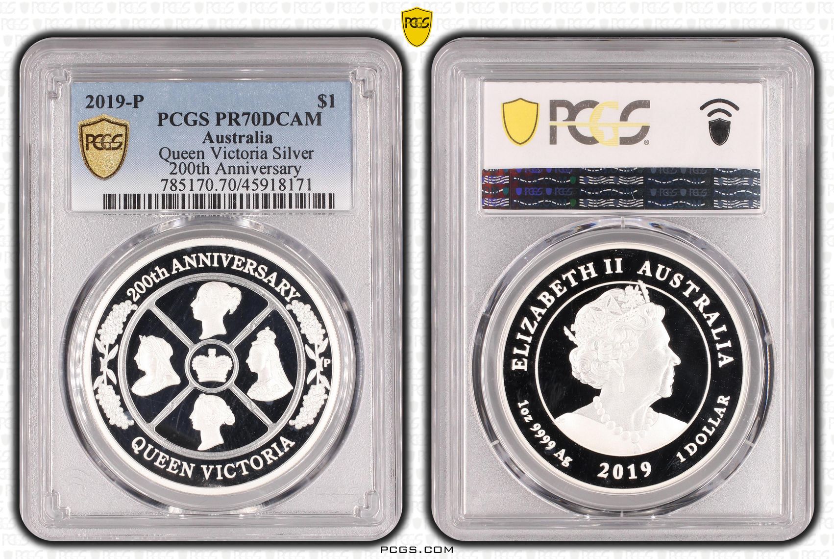 Queen Victoria 200th Anniversary, One Dollar, 2019-P, PCGS PR70DCAM