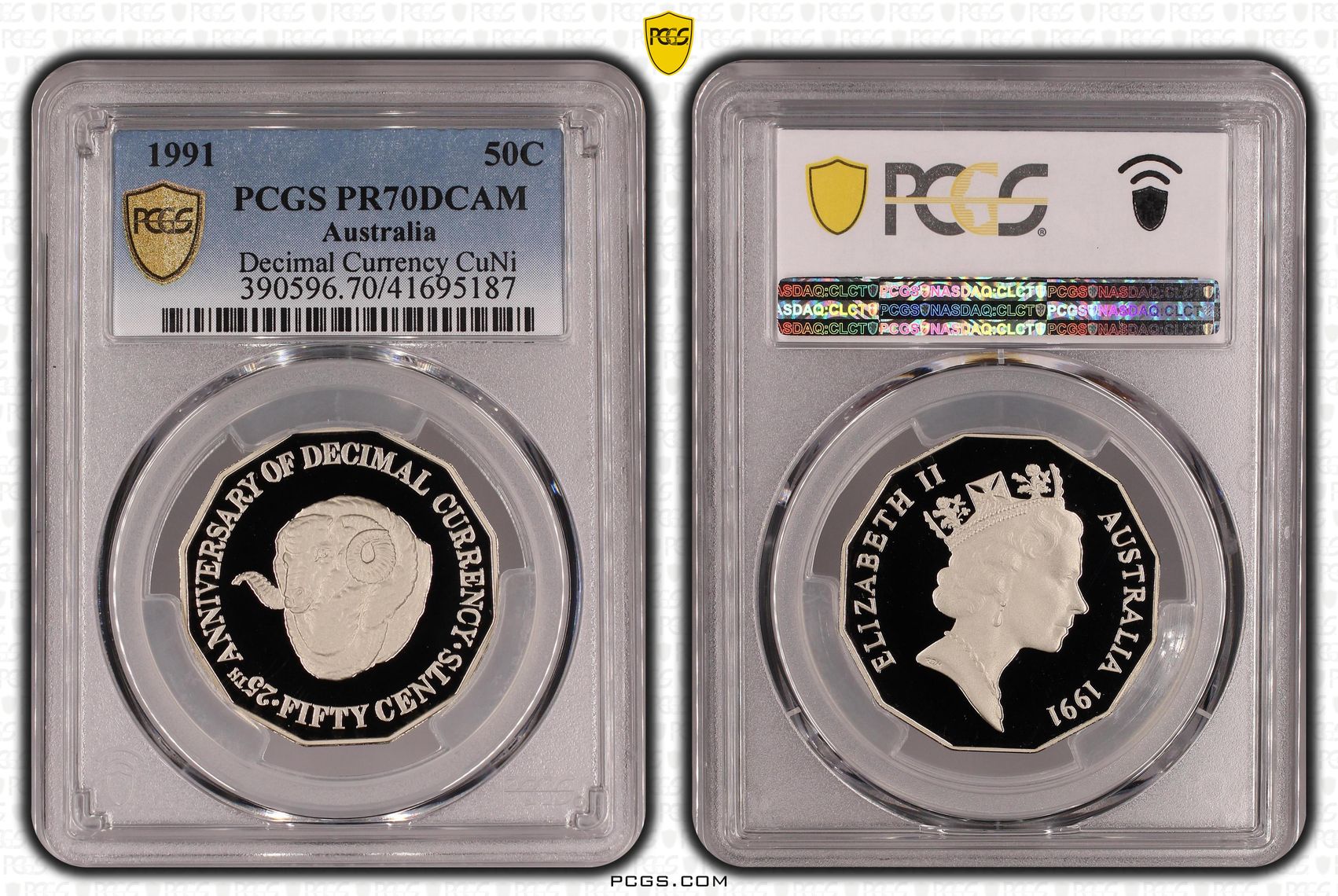 Elizabeth II, Fifty Cent, 1991, PR70DCAM