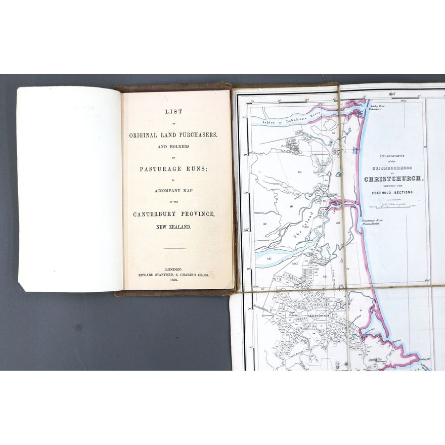 MAP OF THE PROVINCE OF CANTERBURY - New Zealand. Showing Freehold Sections and Pastoral Runs