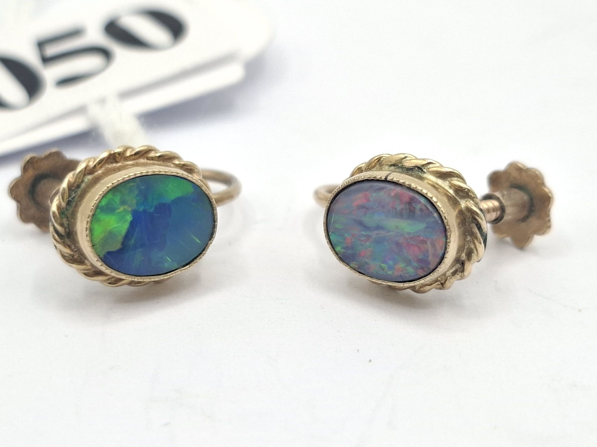 1050 · A PAIR OF 9CT OPAL EARRINGS